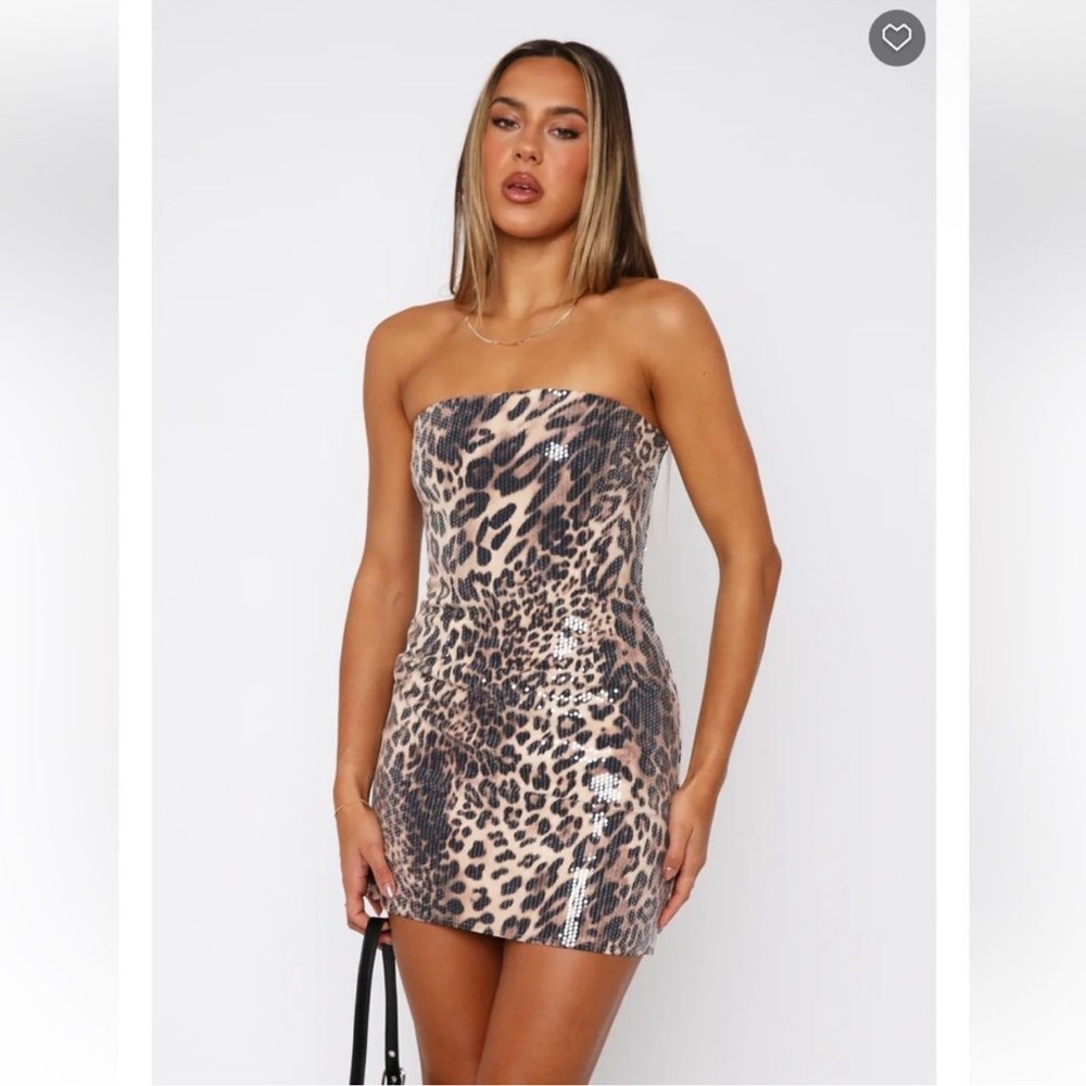 NWT White Fox Make Up My Mind Mini Dress Cheetah Medium